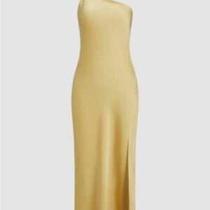 Moonlight Open Back Satin Slit Long Dress